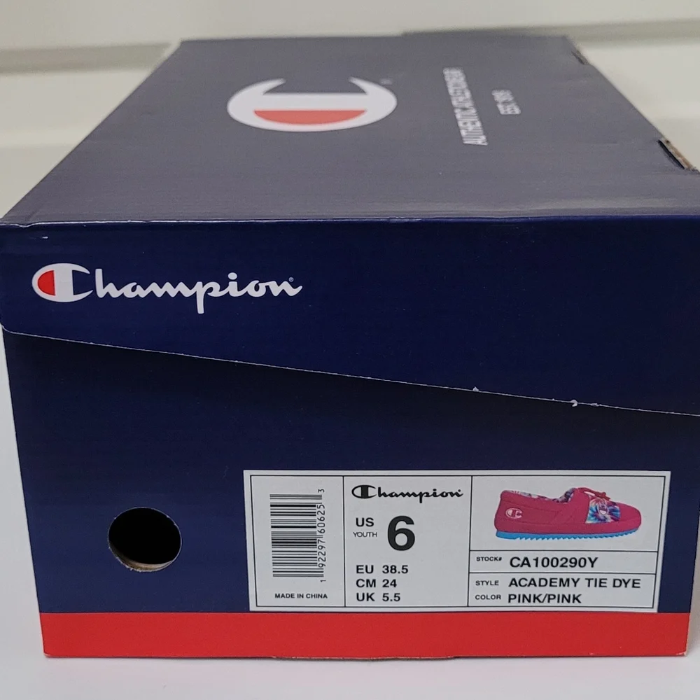 Champion Tie-Dye Pink Slippers with Blue Soles-New With Box Size 6 Youth